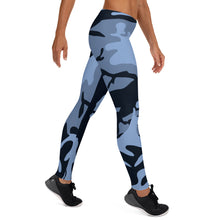 Navy Blue and Light Blue Camouflage Leggings - SAVANNAHWOOD
