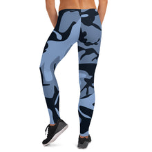 Navy Blue and Light Blue Camouflage Leggings - SAVANNAHWOOD