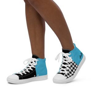 Women’s high top canvas shoes Teal/Houndstooth - SAVANNAHWOOD